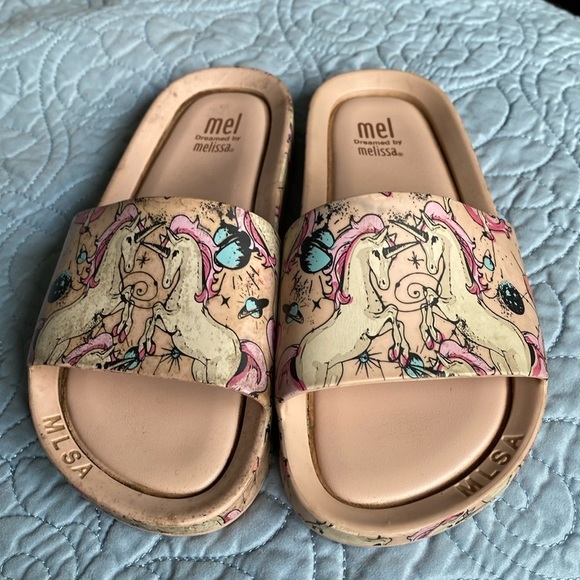 Mel by Melissa Other - MELISSA PINK UNICORN MEL BEACH SLIDE SANDAL size 13